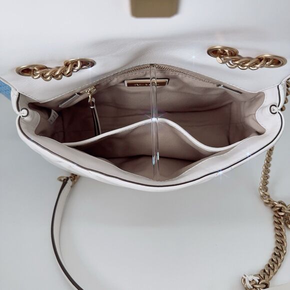 Tory Burch Small Kira Diamond Quilt Leather Shoulder Bag Crossbody 154706 Blanc - Picture 8 of 11